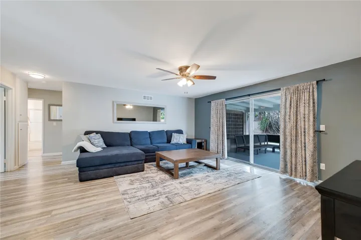 View of living room from dining room entry.
