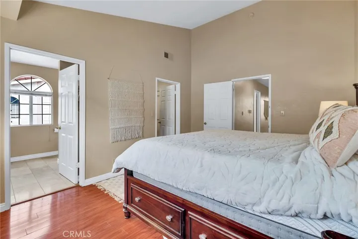 Primary bedroom showing doors