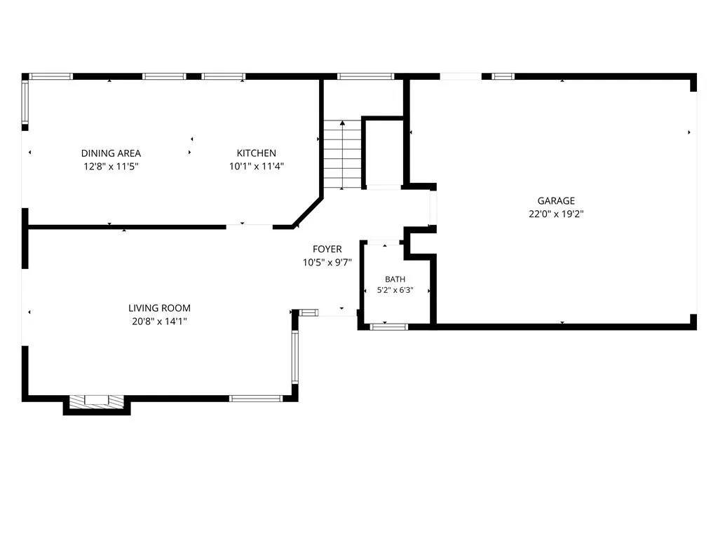 Downstairs floor plan with measurements