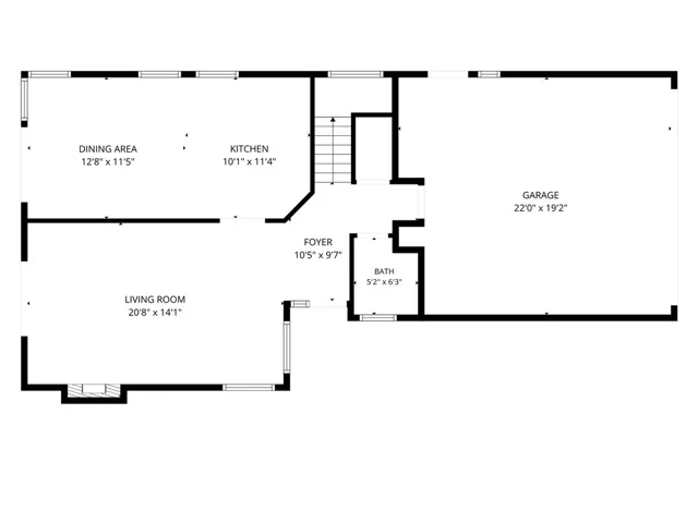 Downstairs floor plan with measurements