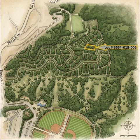 Artist rendering based on plat map. Roads on record, not constructed. Check Terrain.