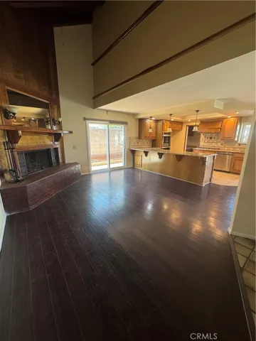 Kitchen and living room view from door