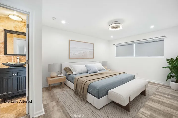 Virtually staged primary bedroom