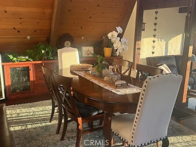 Dining area above living room