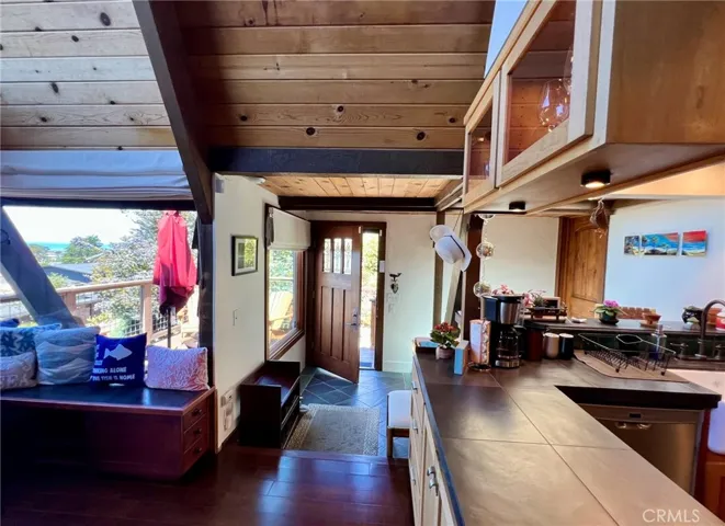 Living room on left, kitchen on right