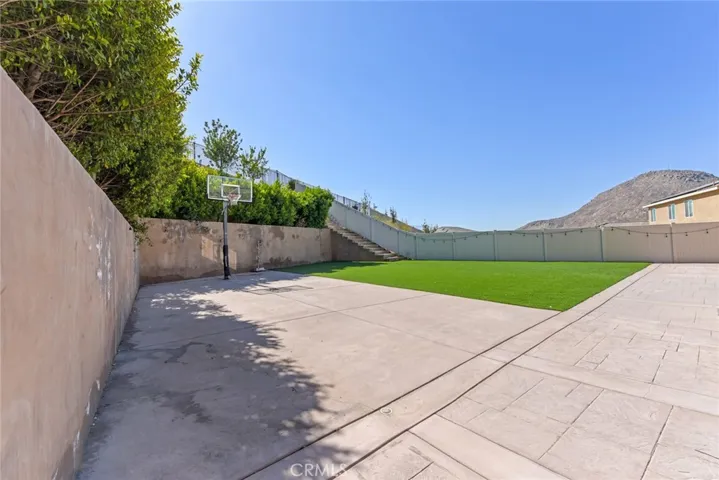 Basketball court with expansive city views