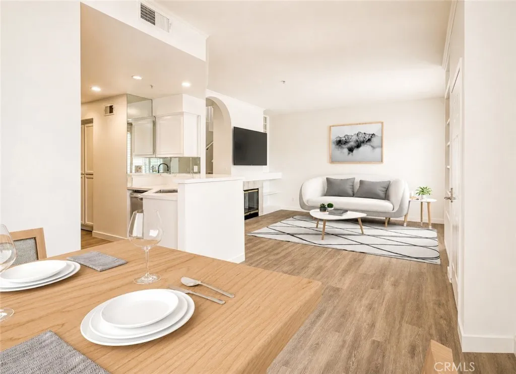 digitally staged living room and dining area