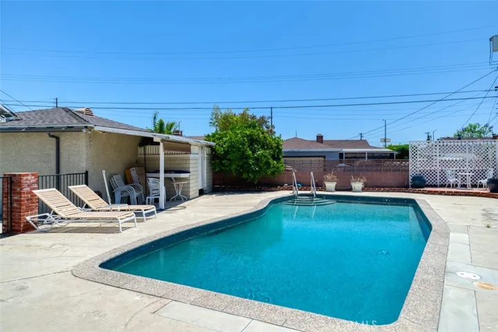 Large pool area, in its own yard area.