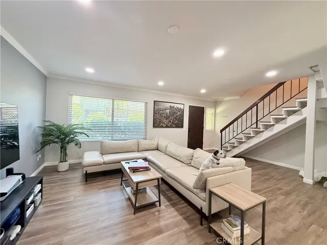 Living Room with stairs to bedrooms