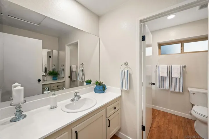 Upstairs full bath with two vanities
