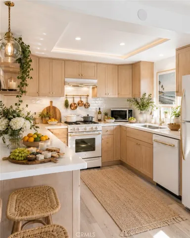 Open kitchen with generous storage, expansive countertops, and seamless flow to the dining and living areas.