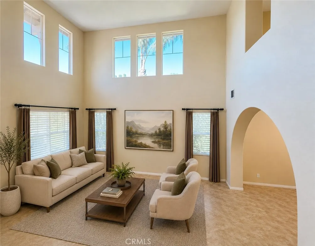 Living room digitally altered, virtually staged