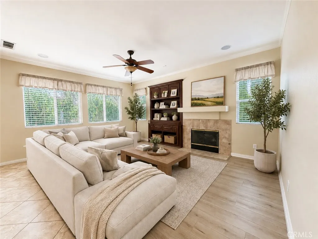 Family room digitally alttered, virtually staged