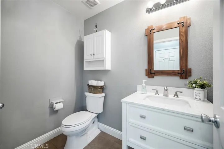 Half bathroom on the main floor featuring an additional storage closet.