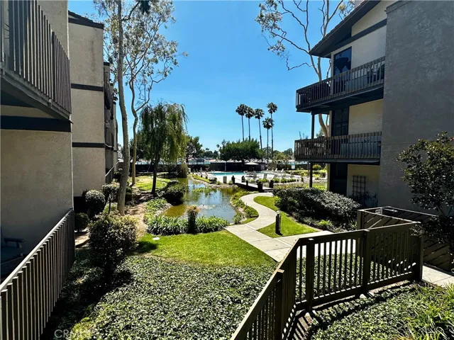 One of Marina Pacifica's private pools including pond.