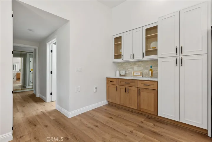 Dry bar area with extended storage