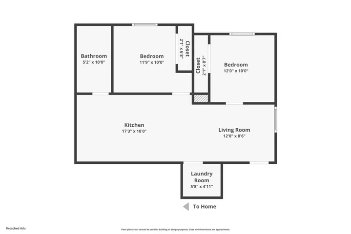 Unit #3: 2 Bed / 1 Ba Floor Plan