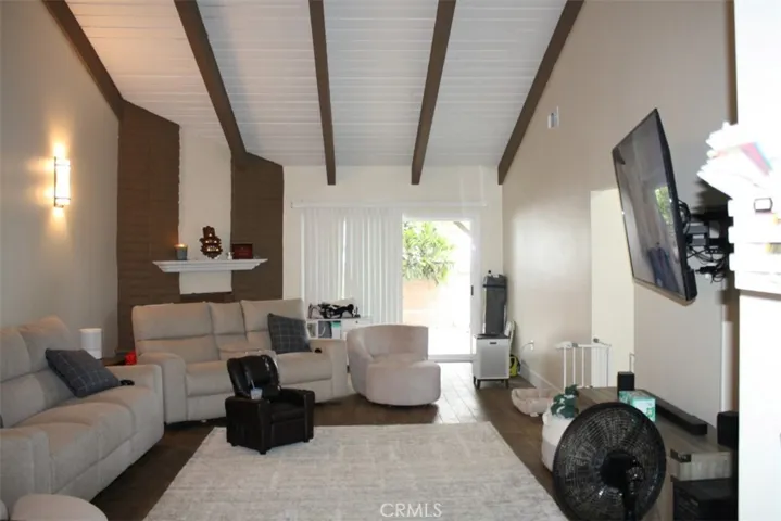 High Open Beam Ceiling Living