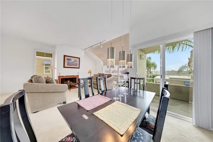 Balcony is located adjacent to the dining room.