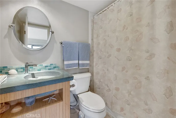 Nicely updated guest bathroom.