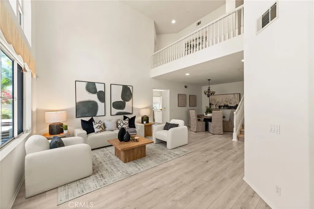 Living room with high ceilings