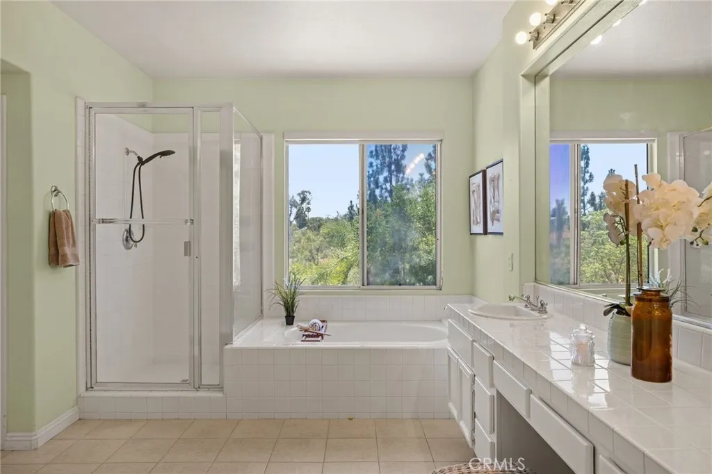 Double sink with separate tub and shower