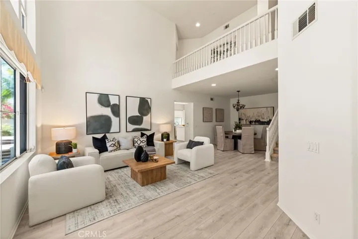 Living room with high ceilings