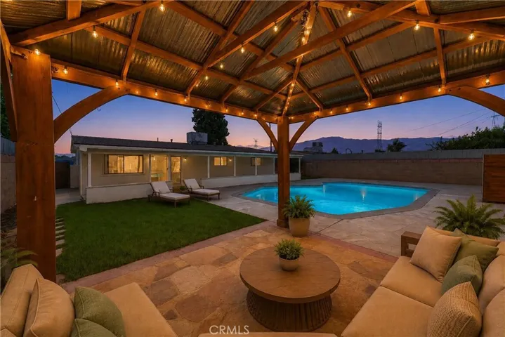 Back yard Pergola virtually staged