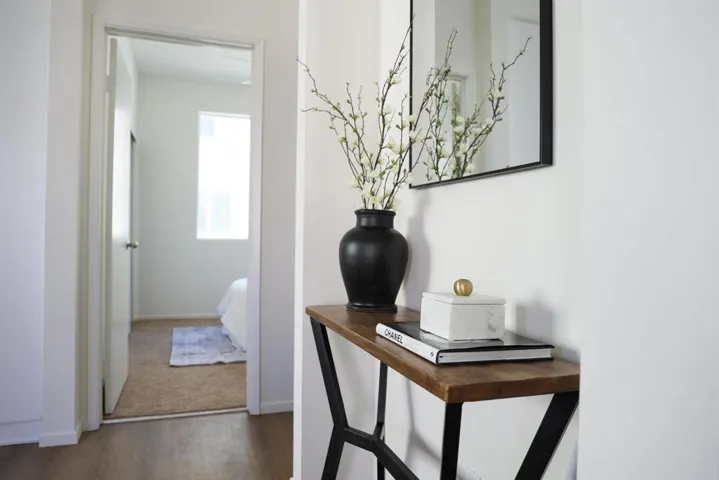 Interior passage connecting living and upper-level rooms.