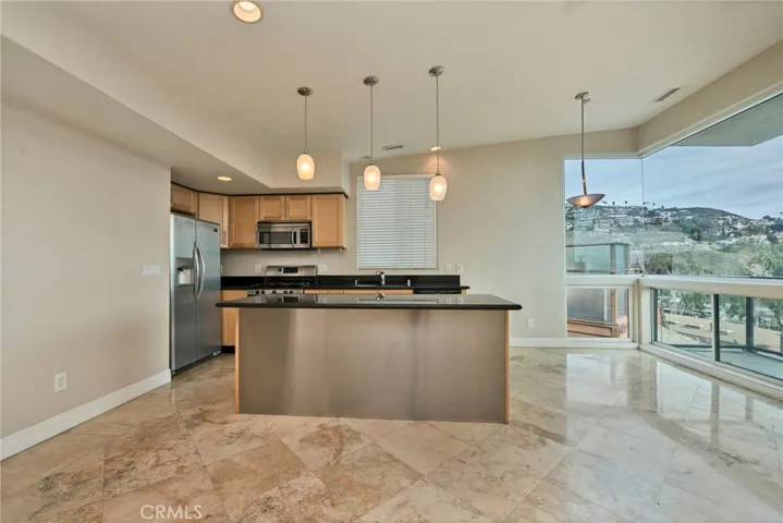 View into kitchen from living room
