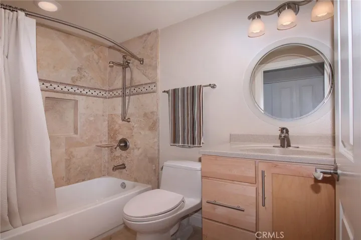 Hall bath with tub .