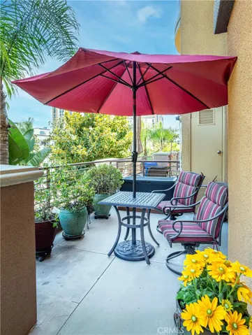 Expansive private patio offering a peaceful setting for outdoor dining, entertaining, and relaxation.