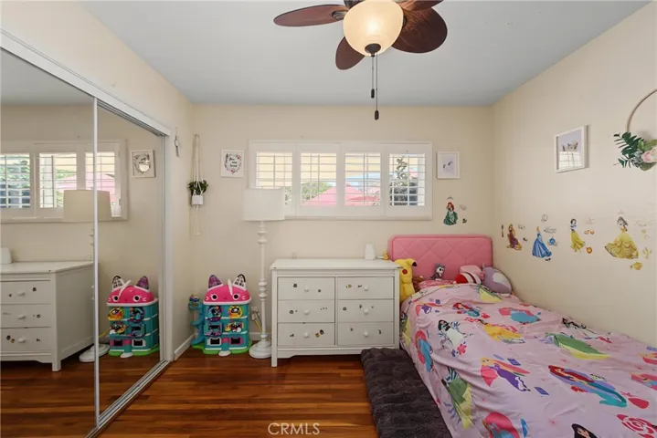 Bedroom#1 Plantation Shutters & Ceiling Fan