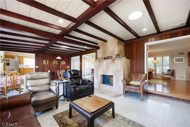Family room with fireplace