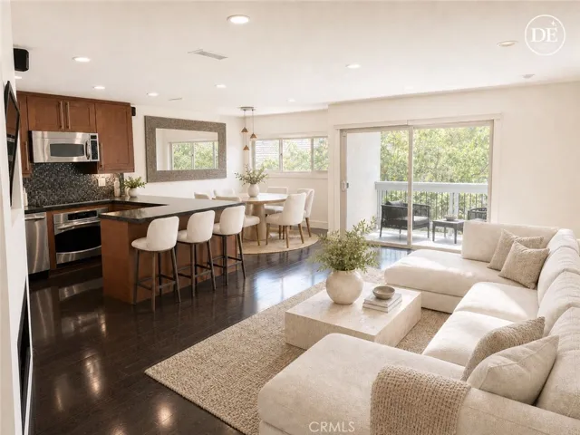 Living area with virtual staging