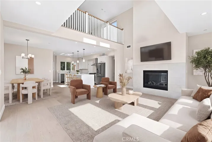 Virtually Staged Living Space with Kitchen and Dining
