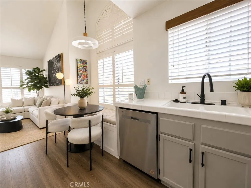 digitally staged - actual size of kitchenette table and window bench