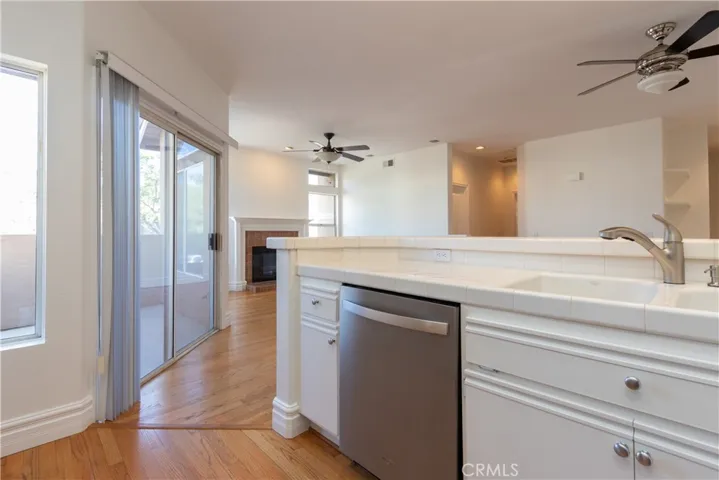 Sliding doors to deck just off the kitchen for easy outdoor dining.