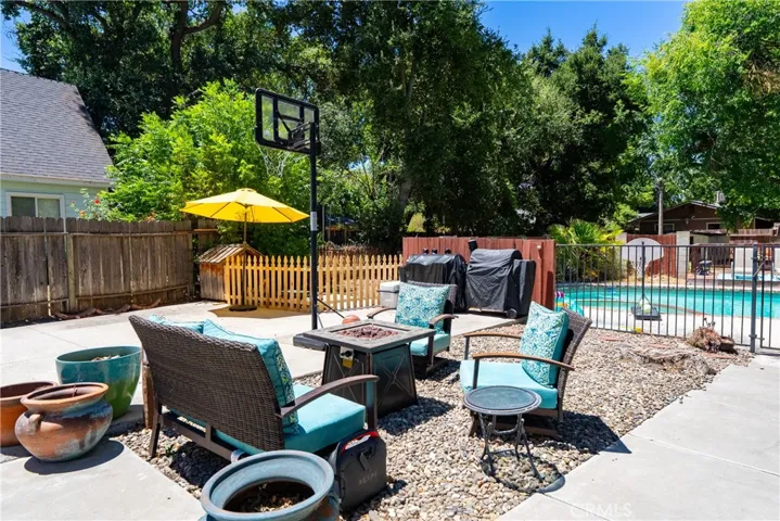 Rock area is a great spot for a firepit.