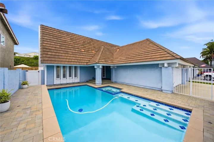 Poolside space offering room to lounge and enjoy the Southern California sunshine.
