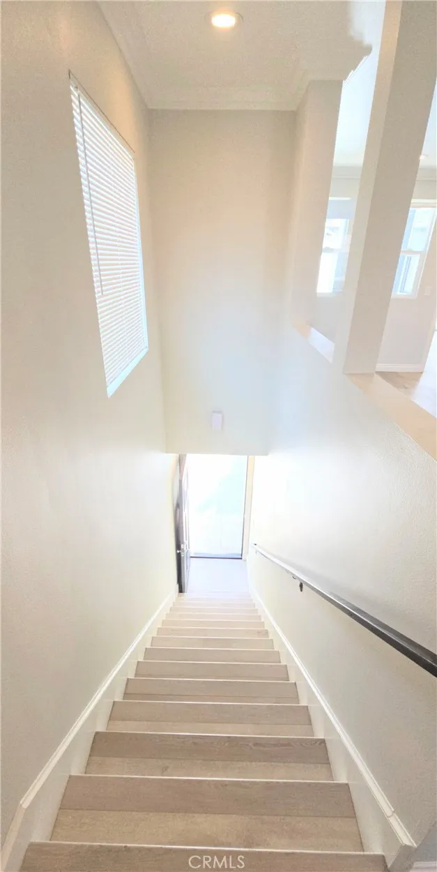 Stairs down to the front door