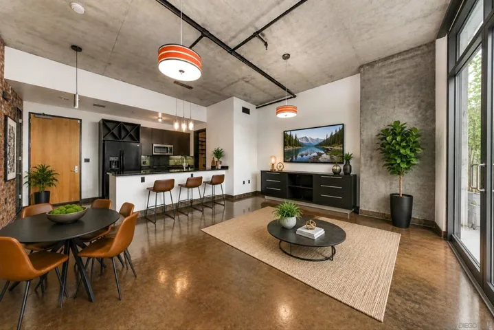 Living room and kitchen