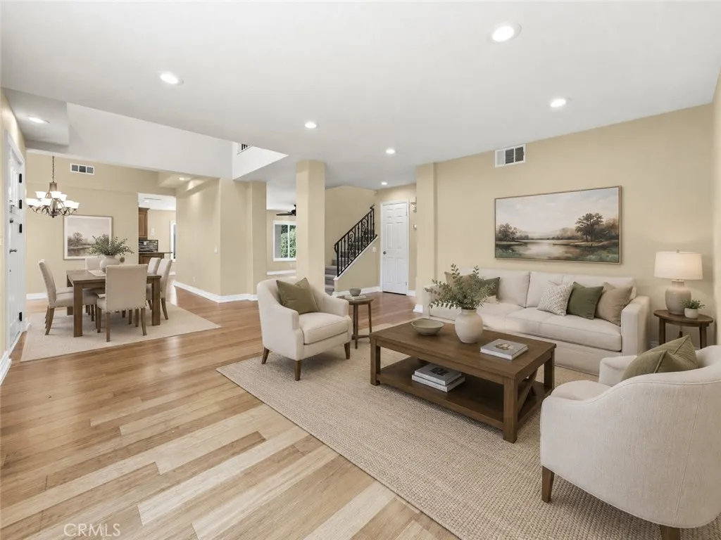 Living Room and Dining Room , Digitally Staged