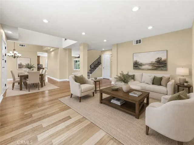 Living Room and Dining Room , Digitally Staged