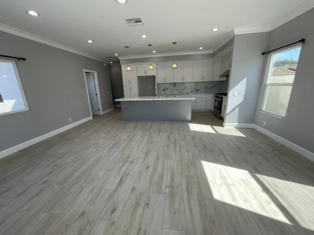 New ADU open kitchen Island and living room
