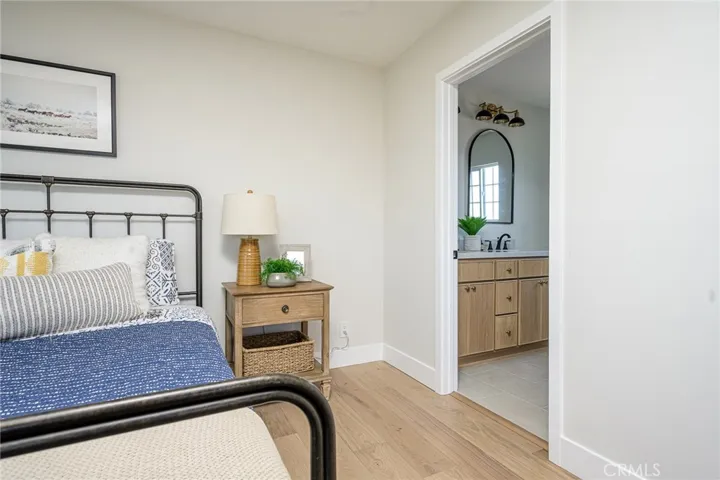 Upstairs primary bedroom with attached  ensuite bathroom