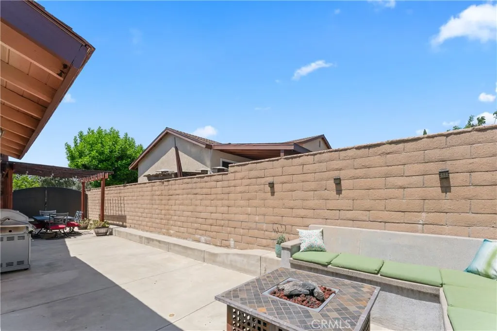 Side Yard with Covered Patio and Built-in Bench