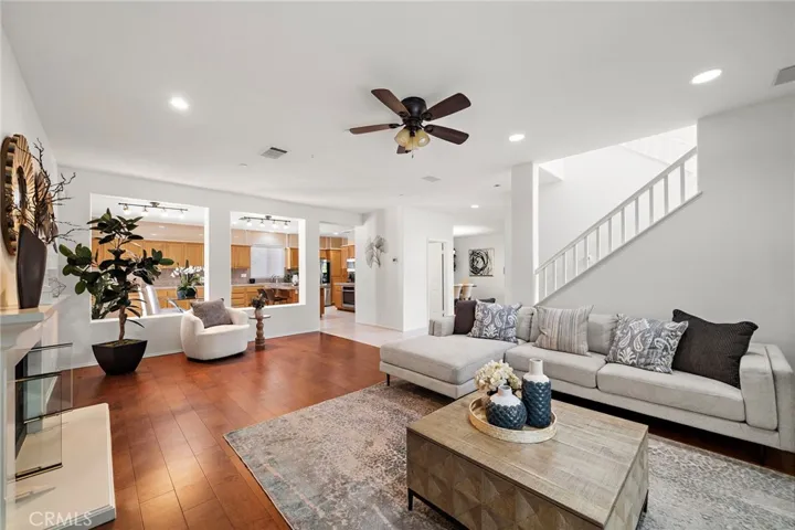 Family room is large enough for two sitting areas