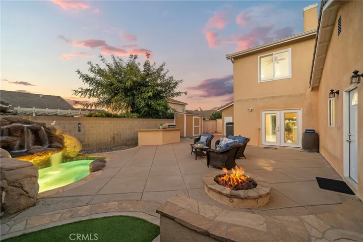 Beautiful evening shot of the tranquil backyard