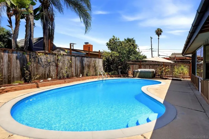 Pool with view of lemon tree.
